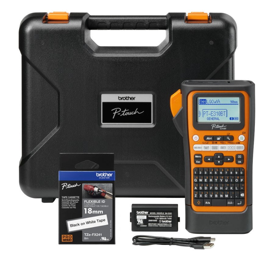 Brother PT-E310BTVP Industrial Handheld Label Printer - 3 Year Warranty, included Carry case, Rechargeable Li-Ion battery,1xTZE-FX241 and USB-A Cable Brother PT-E310BTVP Industrial Handheld Label Printer - 3 Year Warranty, included Carry case, Rechargeable Li-Ion battery,1xTZE-FX241 and USB-A Cable